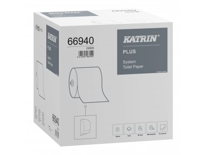 66940 katrin plus dispenser toilet paper roll system 800 sheets 2 ply carton