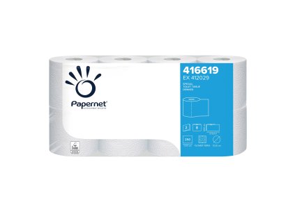 Toaletní papír PAPERNET 2vr, recykl, 2x16,5g/m2, 28m,š. 9,6cm, 56ks/bal