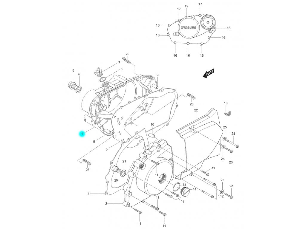 [1] Boční kryt motoru (FIG05) - Hyosung GT 125 N