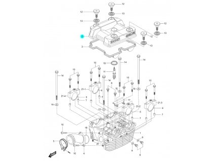 [2] Vrchní kryt (hlava zadního válce) - Hyosung GT 125 N