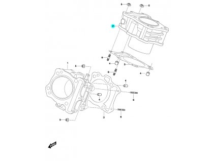 [2] Válec zadní (bez sekundárního vzduchu) (válce) - Hyosung GT 650 N
