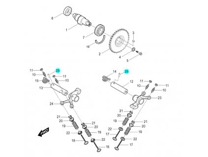 [25] Kolík (vačkový hřídel / ventilový pohon) - Hyosung RX 125