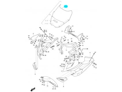 [1-1] Přední plexi / čiré (FIG48) - Hyosung GT 125 R