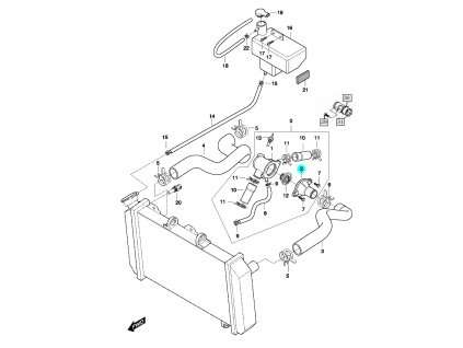 [2] Pouzdro termostatu (hadice chlazení & vyrovnávací nádržka) - Hyosung GT 650 N