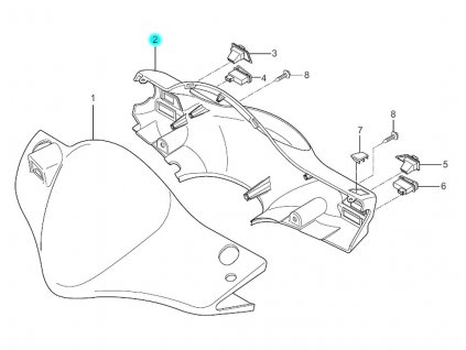 [2] Kapota zadní / červená perleť (FIG32) - Hyosung SF 50 (PRIMA)