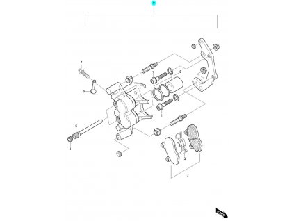 [0] Brzdový třmen přední pravý kompletní / nová verze (FIG45) - Hyosung GV 650