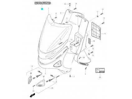 [17] Samolepa (přední štít) - Hyosung SD 50 (Avanti)