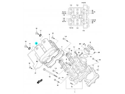[3] Vrchní kryt (hlava předního válce) - Hyosung GV 650