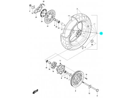 [1] Zadní kolo kompletní (FIG51) - Hyosung GV 650