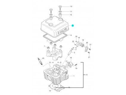 [9] Kryt ventilů (hlava válce a kryt ventilů) - Hyosung GA 125 Cruise 2
