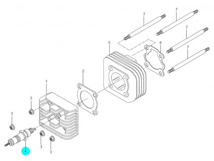 [4] Zapalovací svíčka BPR6HS (válec a hlava válce) - Hyosung SD 50 Sense