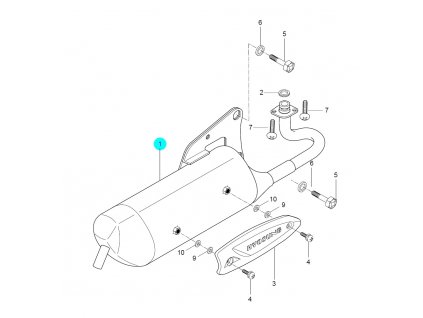 [1] Výfuk kompletní / s katalizátorem (výfuk) - Hyosung SD 50 Sense