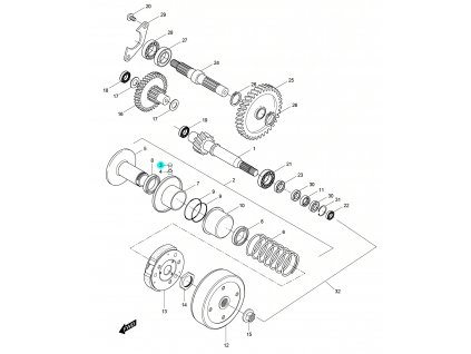 [3] Kolík (převodovka a odstředivá spojka) - Hyosung SD 50 Sense