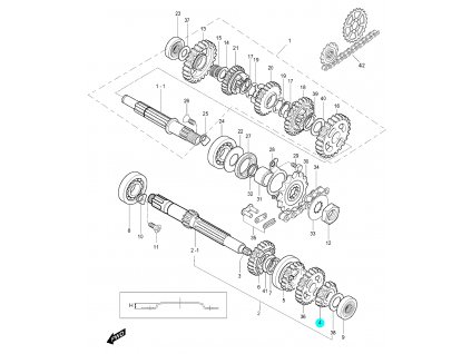 [4] Ozubené kolo / 2 rychlostní stupeň (FIG15) - Hyosung GV 250