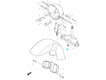 [1] Blatník přední / červený (blatník & držák světlometu) - Hyosung GV 250i D (FI Delphi)