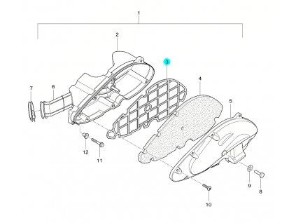 [3] Mřížka vzduchového filtru (vzduchový filtr) - Hyosung SF 50 (PRIMA)