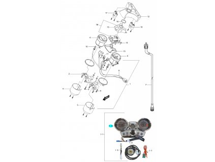 [1-8] Tachometr kompletní digitální (FIG21) - Hyosung GV 250