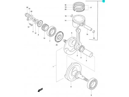 [24] Píst včetně pístních kroužků (FIG07) - Hyosung 450 Sport