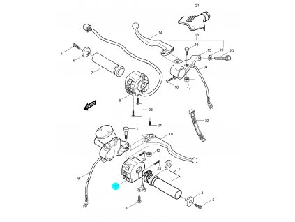 [1] Spínací ovládání pravé / průměr 22 mm (rukojeti, páčky a ovládání) - Hyosung GV 250