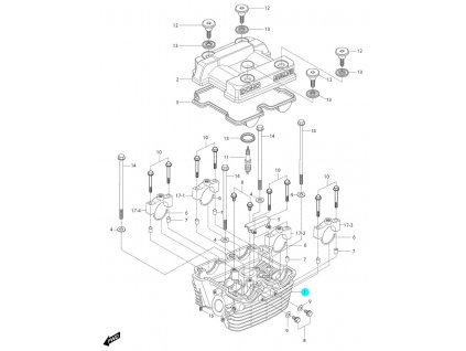 [1] Hlava válce (hlava zadního válce) - Hyosung GT 250i R H 2012 (FI Delphi)
