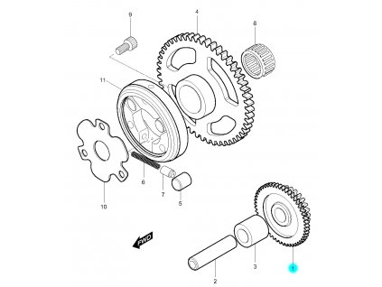 [1] Ozubené kolo pohonu / pastorek (FIG07) - Hyosung RX 125