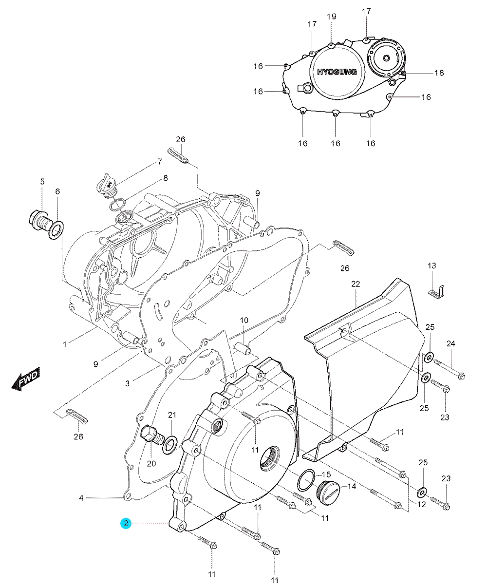 [2] Boční kryt motoru (FIG05) - Hyosung GT 250 N