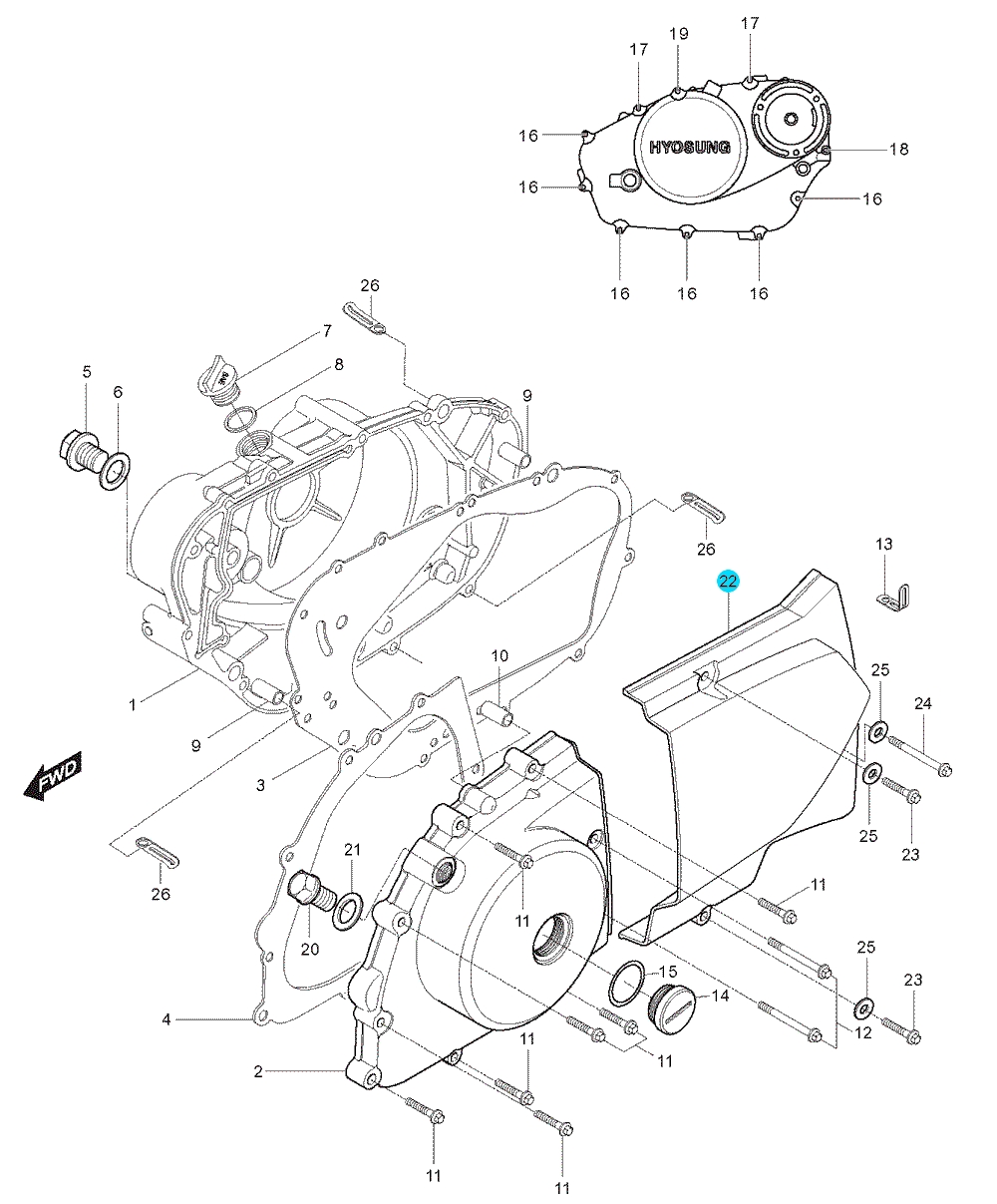 [22] Kryt ozubeného kola (FIG05) - Hyosung GT 250 N