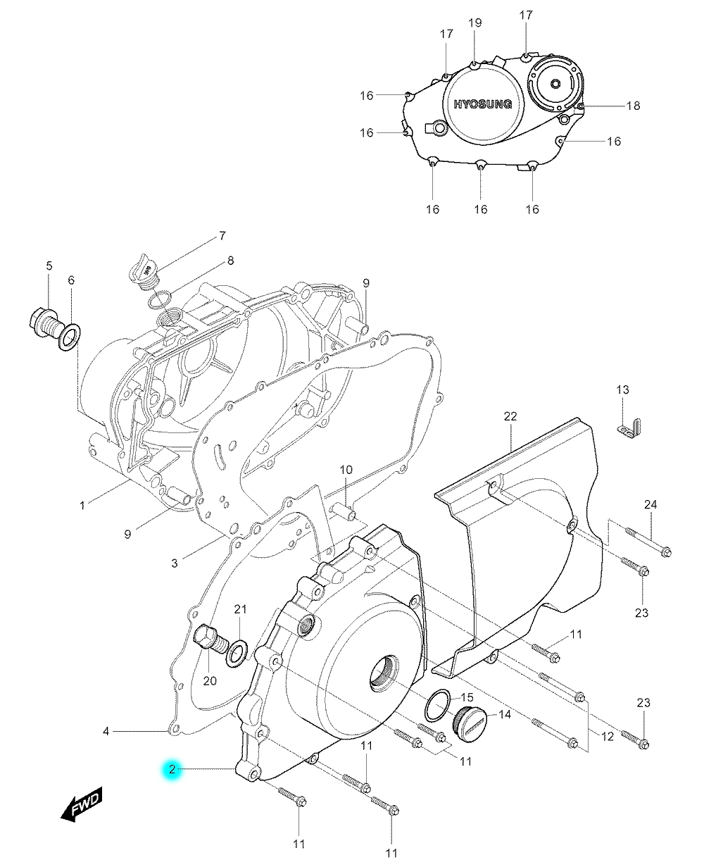 [2] Boční kryt motoru (FIG05) - Hyosung GV 250
