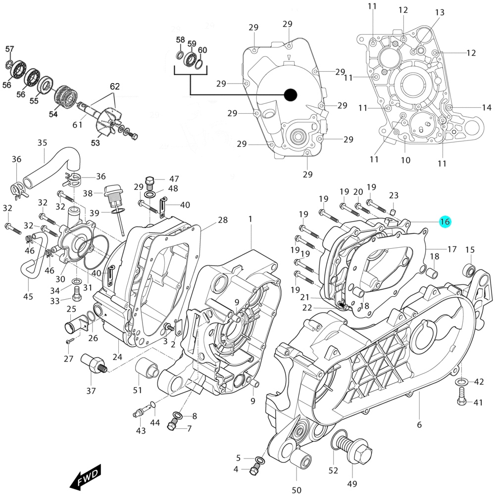 [16] Boční kryt motoru (FIG04) - Hyosung MS3 125i