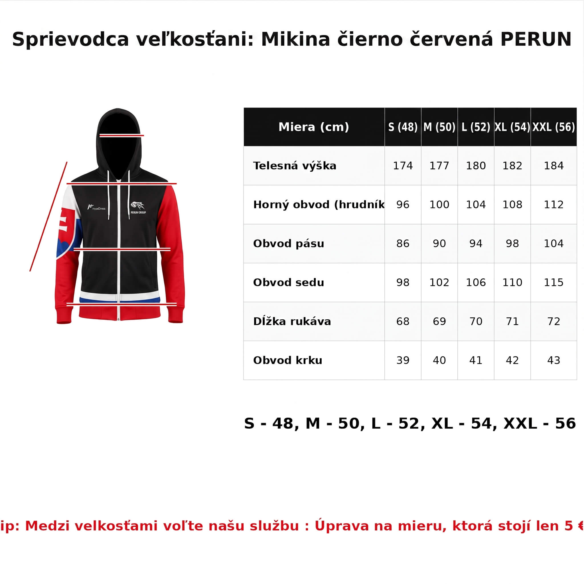 Návod na meranie mikiny PERÚN GROUP