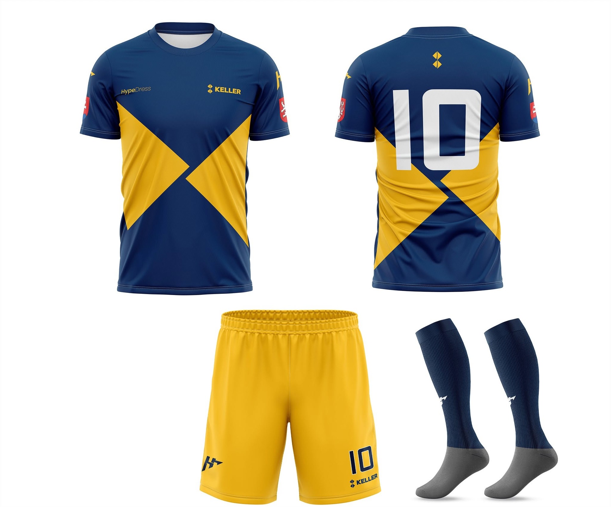 Futbalový dres Keller – modrožltý set