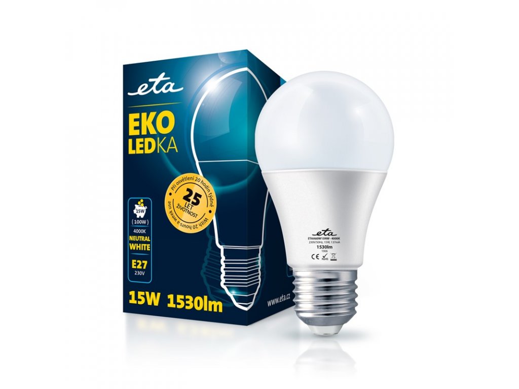 Žárovka LED ETA EKO LEDka klasik 15W, E27, neutrální bílá obrázek 1