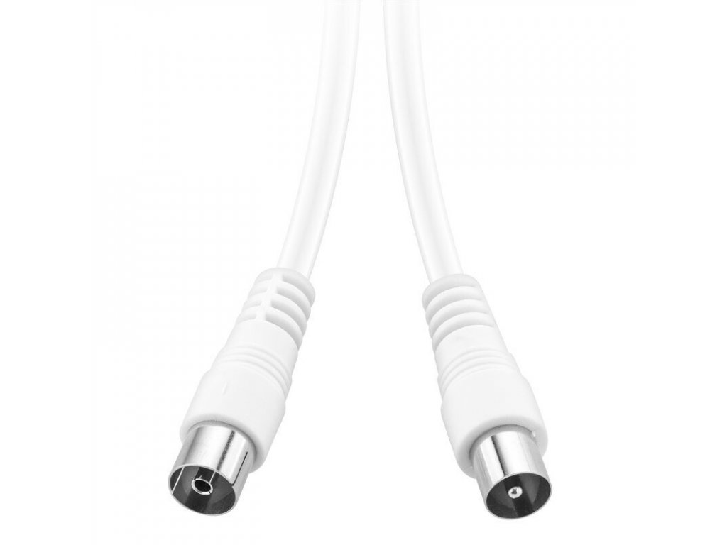 Koaxiální kabel GoGEN 1,2m, rovný konektor bílý obrázek 1