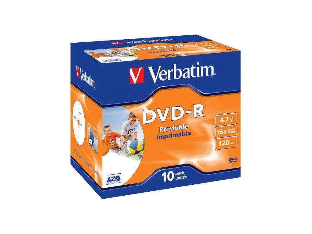 Disk Verbatim DVD R 4.7GB, 16x, printable, jewel box, 10ks obrázek 1