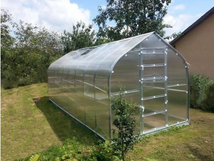 Zahradní skleník z polykarbonátu Gardentec Standard 4 m  + Komplet 2 střešních oken s automatickými otvírači + Sada těsnění