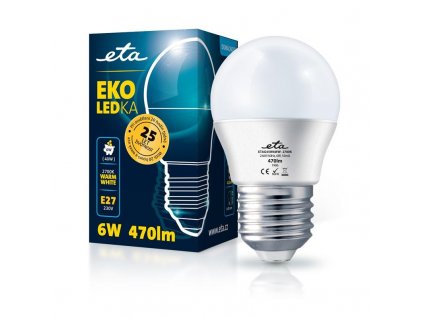 Žárovka LED ETA EKO LEDka mini globe 6W, E27, teplá bílá obrázek 1