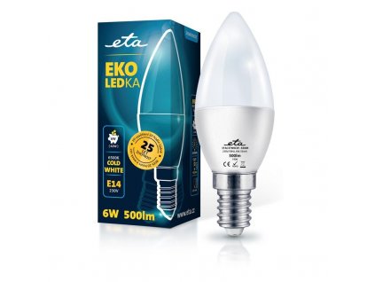 Žárovka LED ETA EKO LEDka svíčka 6W, E14, studená bílá obrázek 1