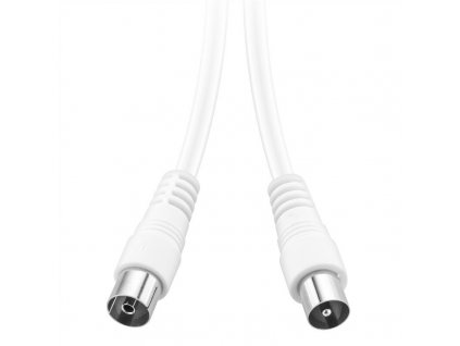 Koaxiální kabel GoGEN 1,2m, rovný konektor bílý obrázek 1