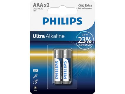 Baterie Alkalická Philips Ultra AAA LR03E2B10 2 ks obrázek 1