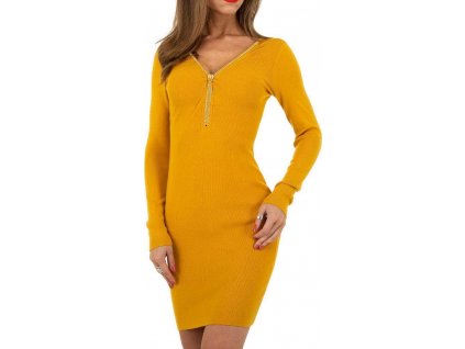 Dámske pulóvrové šaty žlté