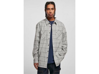 Pánska košela Long Oversized Checked Greyish Shirt