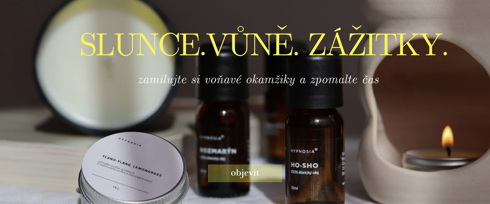 Přírodní aromaterapie Hypnosia – sójové svíčky a éterické oleje. Vyrobeno v Beskydech.