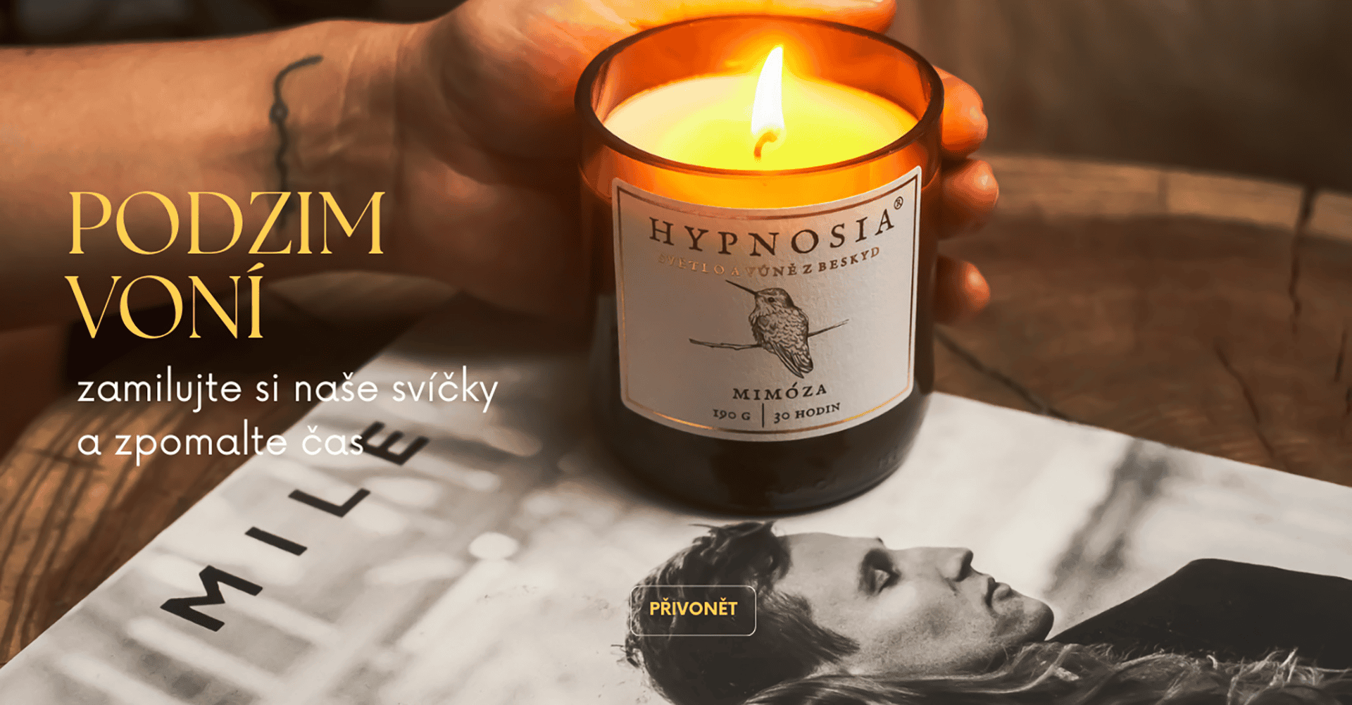 Přírodní aromaterapie Hypnosia – sójové svíčky a éterické oleje. Vyrobeno v Beskydech.