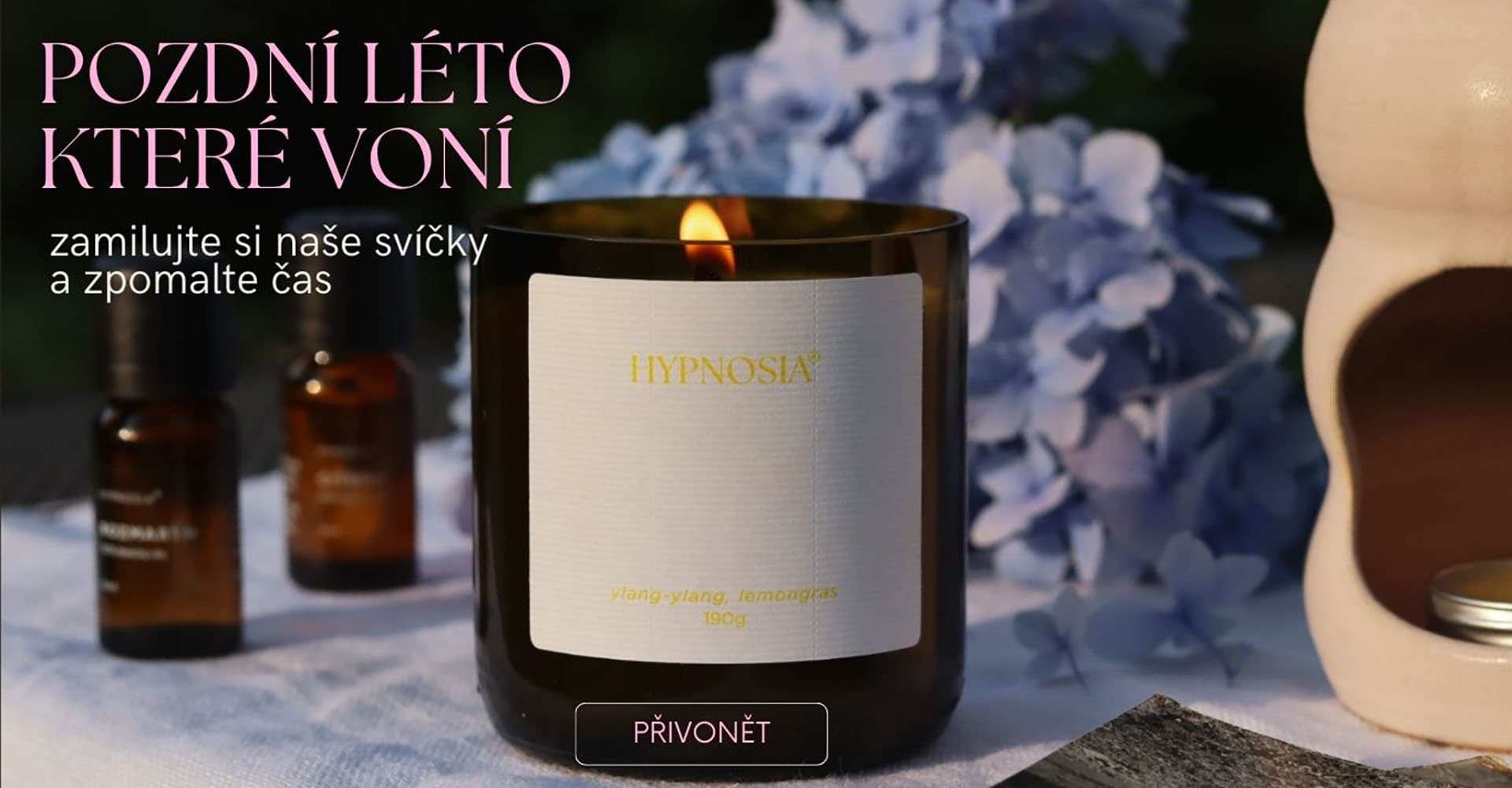 Přírodní aromaterapie Hypnosia – sójové svíčky a éterické oleje. Vyrobeno v Beskydech.