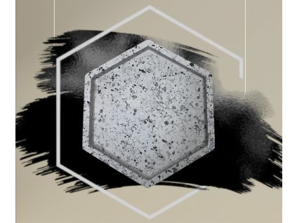 Podtácek hexagon s černým dekorem - betonové nádobí