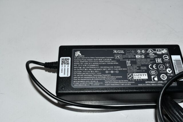 Napájecí adaptér Zebra 60W AC DC Power Adapter 20V 3A P1028888-001 FSP060-RPBA