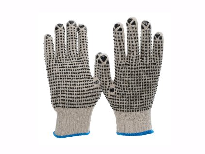 baumwollhandschuhe_pvc_noppen_detail – Detail schwarze PVC-Noppen beidseitig grip