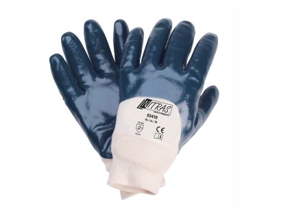 Baumwollhandschuhe Nitril blau halbbeschichtet / cotton gloves nitrile blue half coated