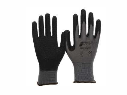 nylotex_nylonhandschuhe_graue_handfläche_black_latex_palm — graue Nylonhandschuhe mit schwarzer Latexbeschichtung Innenhand / grey nylon gloves with black latex palm