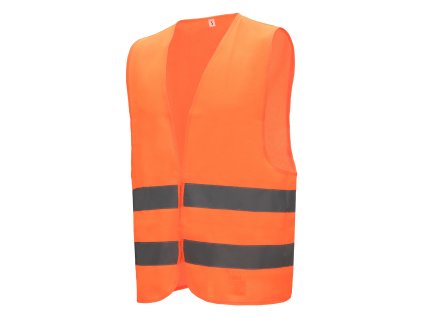 Warnweste Neonorange Unisex Klettverschluss vorne / Neon orange safety vest velcro front view